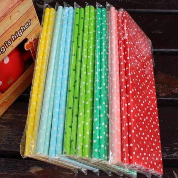 

dot paper drinking straws straight disposable eco-friendly biodegradable paper pipes for birthday wedding party environmental creative drin