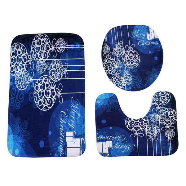 2019 Brand Blue Christmas Ball Anti Slip Toilet Carpet Bathroom
