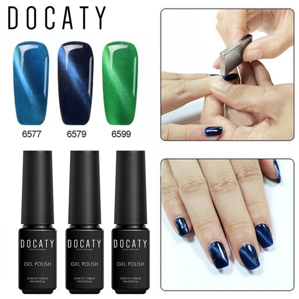 

docaty cat's eye gel polish effect gorgeous nail gel lacquer vernis nail art semi permanent glitter uv polish, Red;pink