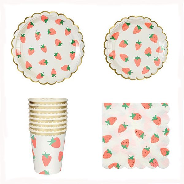 

pink cute strawberry decorate birthday party 3 tier cupcake holder kids boys favors baby shower