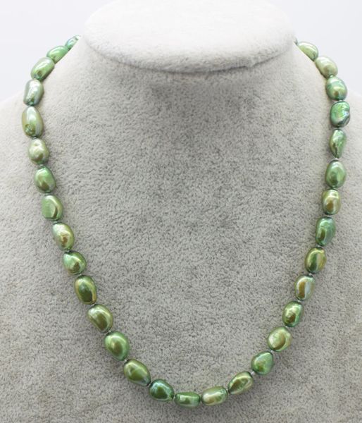 

freshwater pearl green baroque 7-9mm necklace 16.5inch fppj wholesale beads nature, Silver