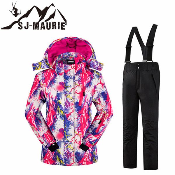 

2018 stylish kids skiing jacket+pant snow suit winter outdoor sports snowboarding sets jackets children girls thicken jacket