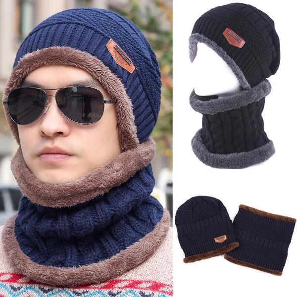 

2pcs women$men winter thermal crochet knit baggy beanie wool skull hat ski cap scarf, Blue;gray