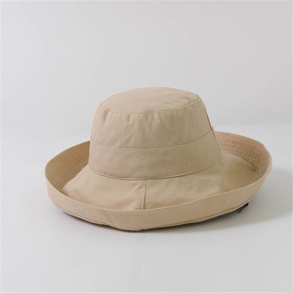 

hiking caps outdoor breathable bucket hat travel anti-uv hats women summer uv protection big brim cloth simple solid bucket cap, Black;white