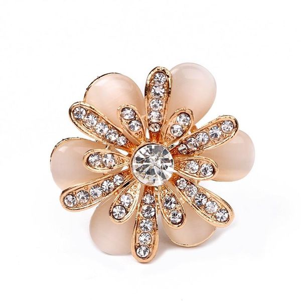 

dreambell rhinestone crystal camellia flower scarf buckle three ring scarf clips for women wedding party, Gray