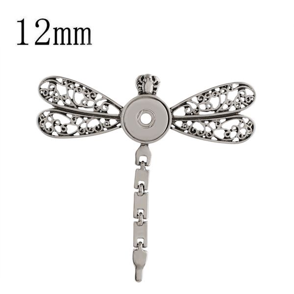 

new fashion dragonfly pendant necklace fit 12mm snap button jewelry metal necklace for women without chain, Silver