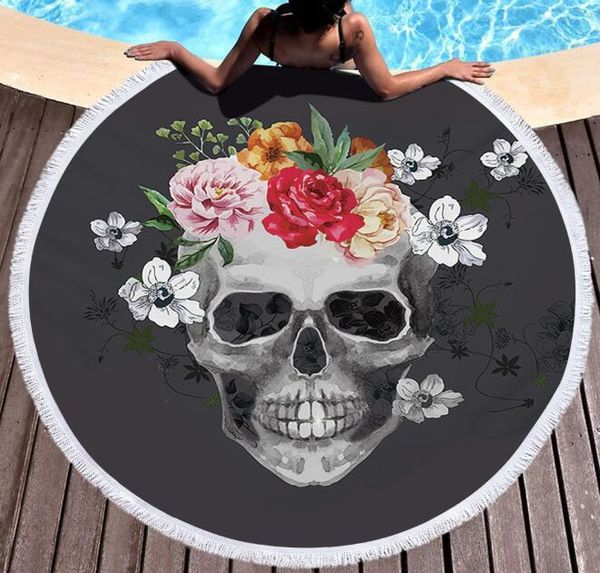 

round microfiber beach towel bath towels large blanket travel yoga mat with tassel tropical leaves flower