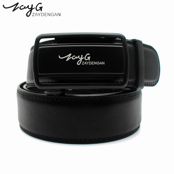 

zayg men's belt designer metal exquisite automatic buckle belts for men black belts men businessman leather strap jeans, Black;brown
