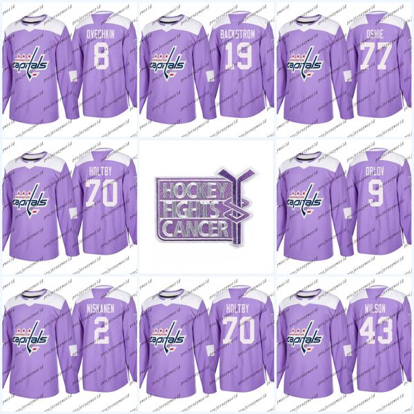 

8 Alex Ovechkin Purple Fights Cancer Practice Jerseys Washington Capitals 77 TJ Oshie 19 Nicklas Backstrom 70 Braden Holtby Hockey Jerseys