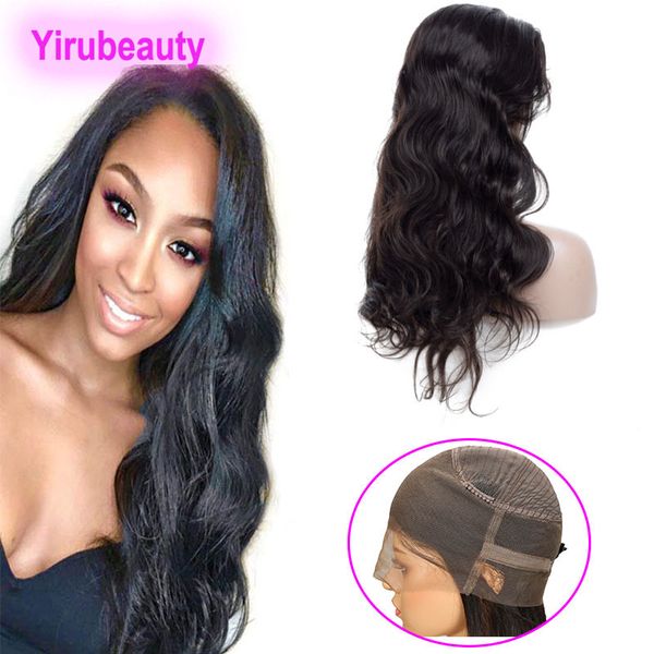 

brazilian virgin hair 360 lace frontal wigs 10-32inch natural color body wave 360 lace wig adjustable straps, Black;brown