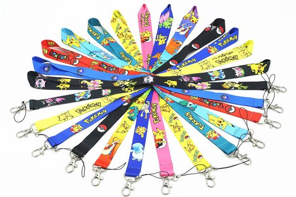 

Whole ale cartoon pikachu lanyard keychain key id badge holder protector ipod mobile phone iphone vip pa trap 13color