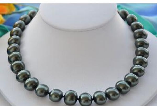 

shipping 13x15mm @@@@@ 17" nice egg black a 6.08 sea shell pearl necklace az5391 south htrpj