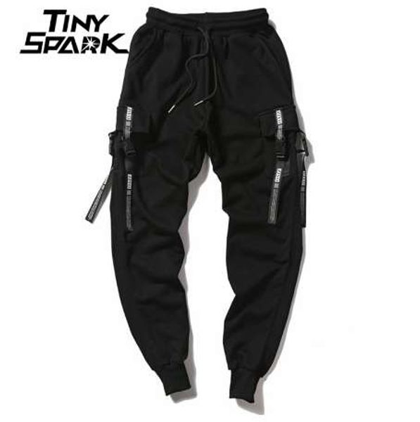 

button pocket sweatpant men fashion hiphop casual pant jogger outwear hip hop harem pant harajuku streetwear tactical pant black