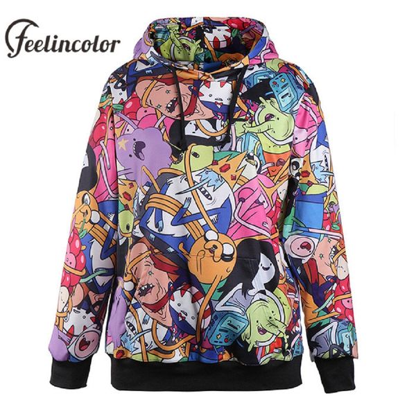 

feelincolor 3d hoodies hoodie sweatshirt men autumn winter hoodies with hat couples sudaderas mujer, Black