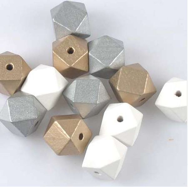 

20mm 10pcs gold silver white natural faceted wooden unfinished geometric spacer beads for jewelry making handmake diy mt2020x, Black