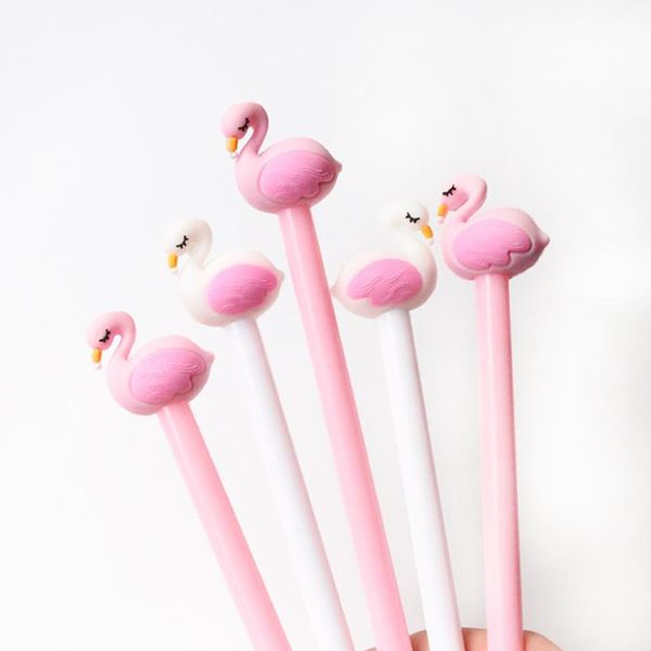 

20pcs/lot 0.5mm creative flamingo swan gel pen signature pen escolar papelaria school office stationery supply promotional gift