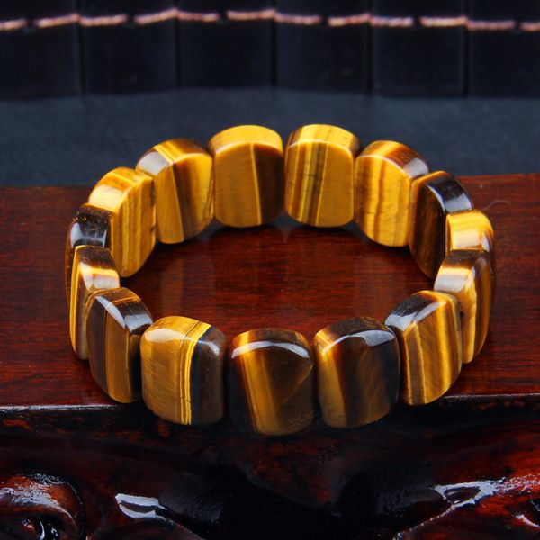 

high grade natural yellow tiger eyes stone bracelets rectangle 11x15mm beads fashion women men bracelet jewelry birthday gifts, Black