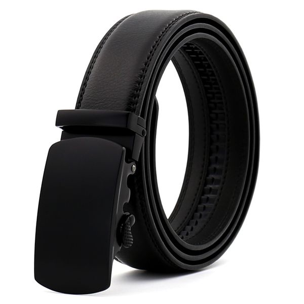 

kaweida refinement black flat metal automatic buckle belt designer belts men men's leather fashion belt slimming, Black;brown