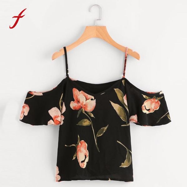 

2018 Feitong Summer blusa feminina Женские блузки Сексуальная холодная плечо Цветочная печать Короткая блузка с капюшоном для макияжа blusas mujer de moda 2018 New