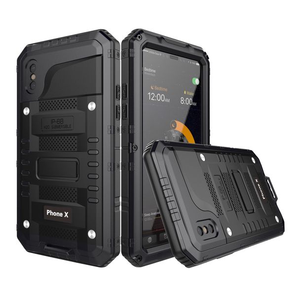 

factory sell for iphone 6 waterproof shell zinc alloy + silicone hybrid waterproof mobile case armor cover for goophone x phone case