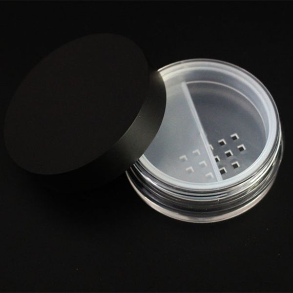 

Loo e powder jar with ifter contain 20g face foundation mineral powder with black lid 20g pla tic container f196