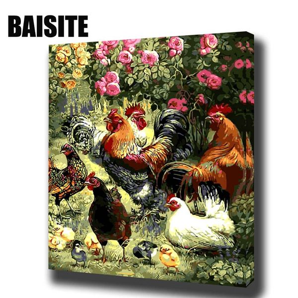 

baisite diy framed oil painting by numbers animal pictures canvas painting for living room wall art home decor 8011