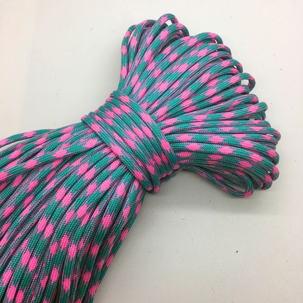 

10yards/lot mix color paracord bracelets rope 7 strand parachute cord camping hiking green+rose, Black;white