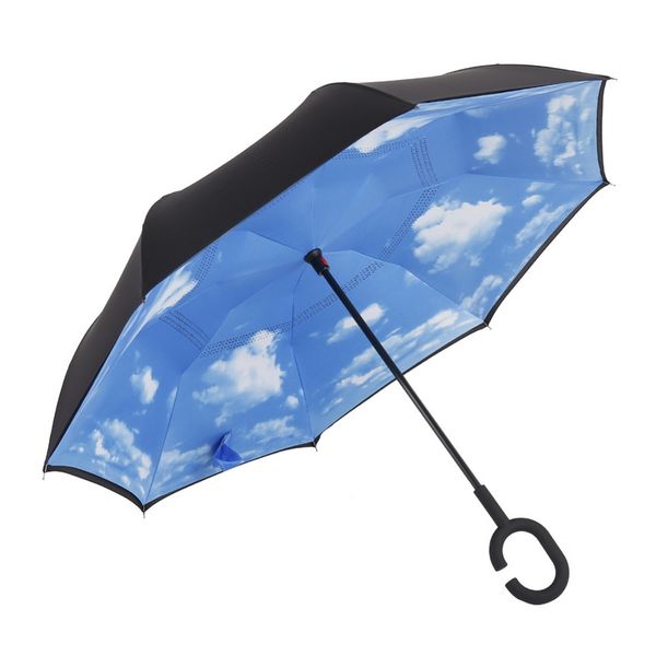 

generic двухслойный перевернутый ветрозащитный защита от ультрафиолетовых лучей перевернутый зонтик прямой обратный дизайн зонтик для автомо