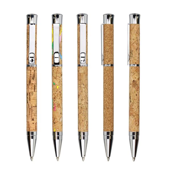 

1pcs random creative cork twist mechanism ballpoint pen 1.0mm refill black ink pen luxurious office stationery writing pens, Blue;orange