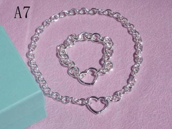 

2018 New Jewelry Sets tiffany925 silver Sterling Silver Bracelet and Necklace Sets Fashion womens Jewelry Sets with box glitter2009