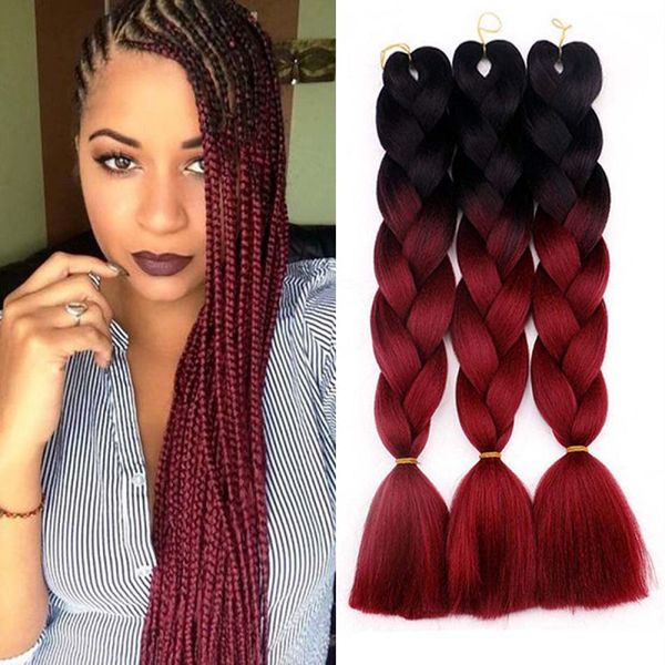 2020 Ombre 2 Tone Jumbo Braids Synthetic Hair Extensions 24 Inches