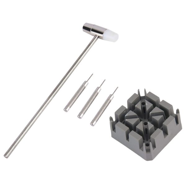 

genboli worldwide store 5pcs watch repair band link remover tool kit hammer punch pins strap holder tools for watches useful new