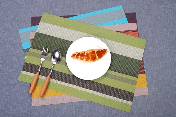 

теслин пвх placemat 45x30cm европейский новый жаккард радуга полосы пластиковая изоляция pad западные колодки отель школа обед коврики мягки