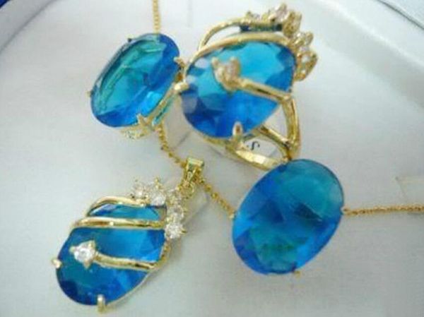 

charming blue crystal pendant necklace earring ring set>> plated watch wholesale quartz stone cz crystal, Black