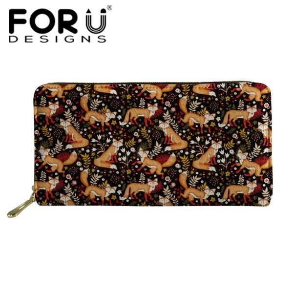 

forudesigns women long wallets coin purse female fashion daily money clutch bags ladies vintage cartoon printing wallets, Red;black