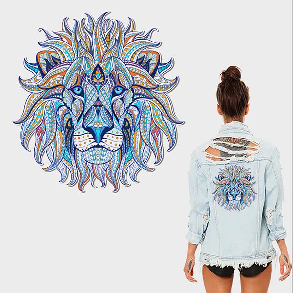 

heat transfer patch diy sticker lion tiger animal iron-on washable durable badges vinyl patch for clothes t-shirt customize custom design, Black