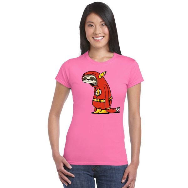 

summer female the flash t shirts women the neutral t-shirt ladies super hero red sloth tshirt harajuku girl fitness basic tees, White