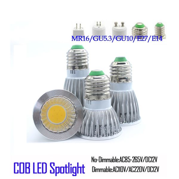 Luci a led 9W 12W 15W COB GU10 GU5.3 E27 E14 MR16 Dimmerabile Lampada a LED Spot Lampade a bulbo DC12V AC110V 220V