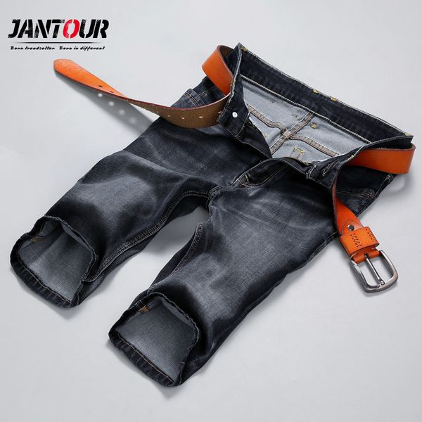 

summer stretch thin cotton denim jeans male short men blue black soft fashion casual shorts pants plus size 28-42