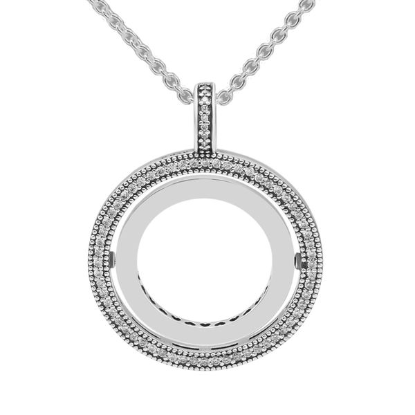 

signature spinning statement pendant necklace 925 sterling silver clear cz necklaces & pendants jewelry making women accessories