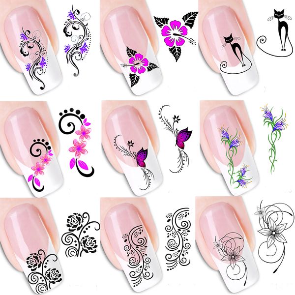 50pcs Summer Hot Beautiful Flowers Nail Art Stickers Water Transfer Decals Nail Art Beauty Wraps Tools for Polish TRXF1422-1469
