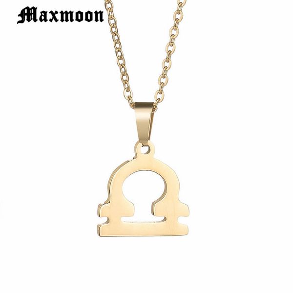 

maxmoon new arrival stainless steel jewelry pendant necklace libra constellation zodiac jewelry long sweater chain necklaces, Silver
