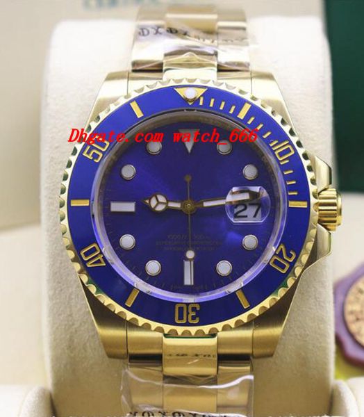

роскошные часы высокого качества 18k y золото черный / синий циферблат керамический ободок 116618 автоматические мужские часы наручные часы, Slivery;brown