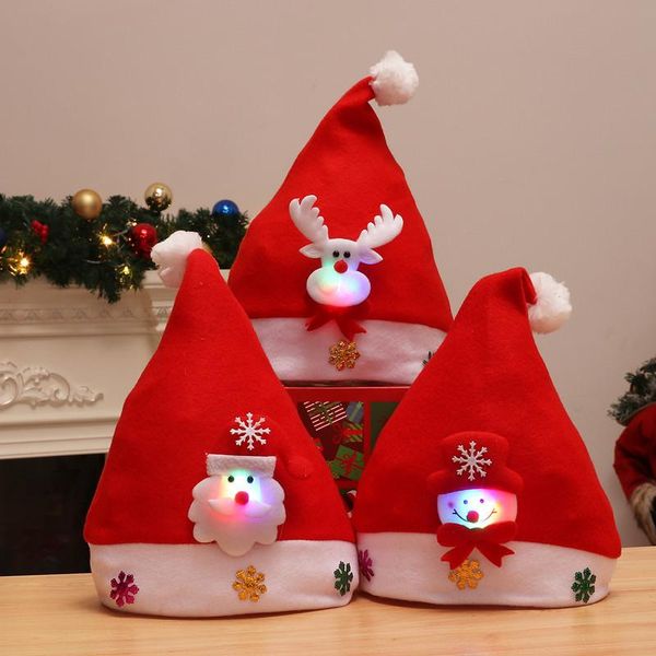 

edison2011 kids led christmas hat santa claus reindeer snowman xmas gifts cap new fashion chrismas hats