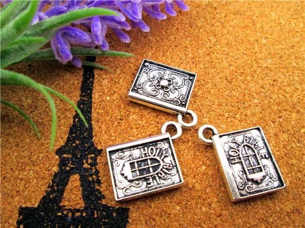 

30pcs--holy bible charms,antique tibetan silver holy bible charms pendants 13x15mm, Bronze;silver