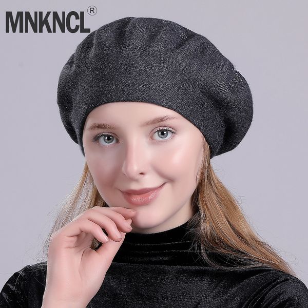 

mnkncl winter hat berets wool cashmere womens warm brand casual women's vogue knitted hats for girls cap, Blue;gray