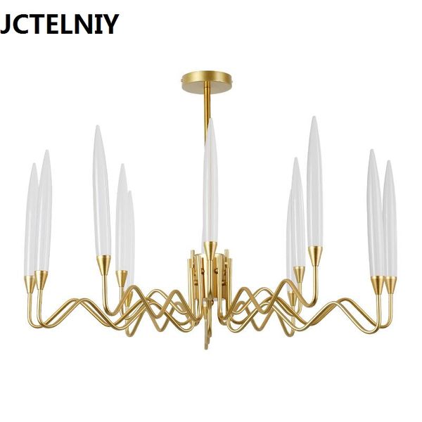 

LED acrylic candle chandelier gold luxury living room chandelier