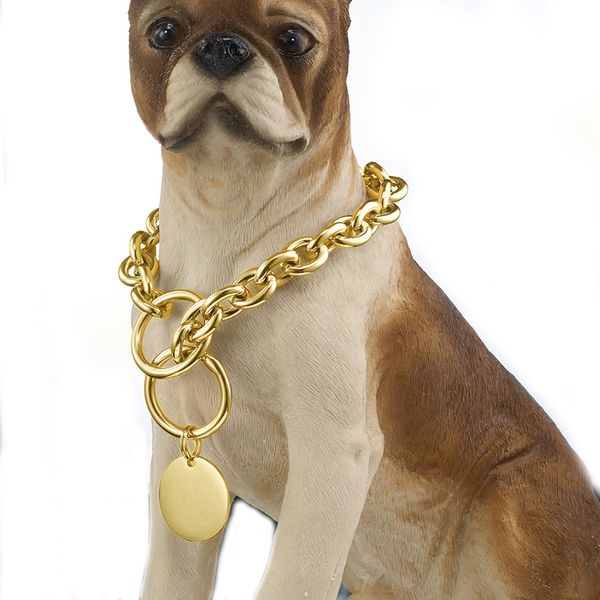 

granny chic customize size 15mm gold tone curb cuban link 316l stainless steel dog pet chain collar jewelry, Silver