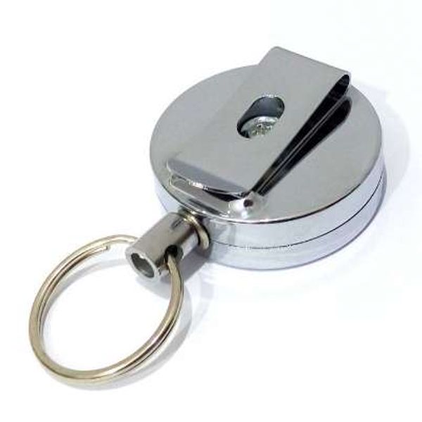 

resilience steel wire rope elastic keychain recoil sporty retractable alarm key ring anti lost ski pass idcard, Silver