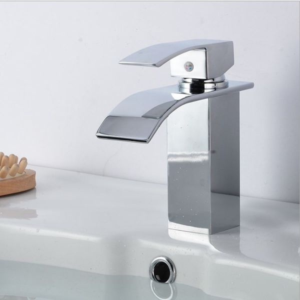 

four-sided basin faucet wide mouth waterfall faucet bathroom basin and cold